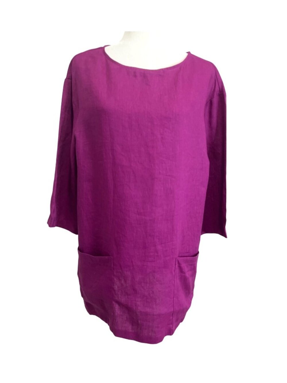 Lintico Womens Size S Tunic Purple Linen Oversized Top Pockets Lagenlook NEW
